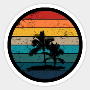 Retro Sunset with Palm Trees and seagull Sticker